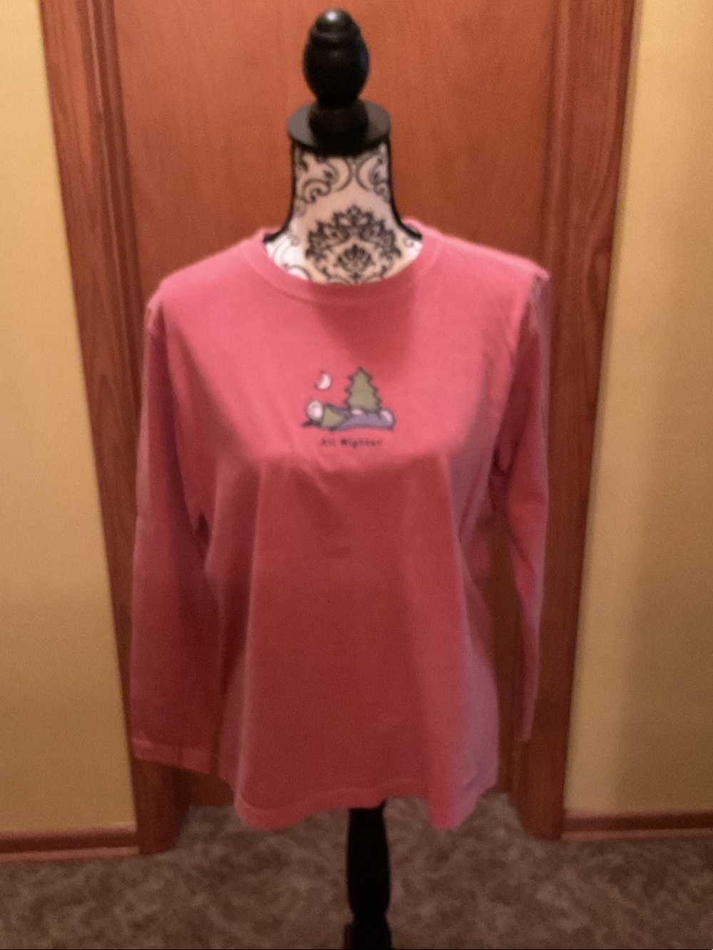 Life Is Good Women's Long Sleeve Tee in Dusty Rose with Tree Graphic